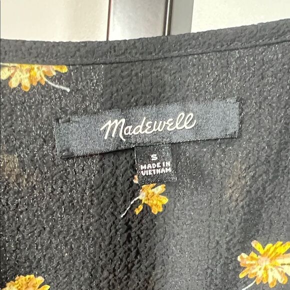 Madewell Black Floral Long Sleeve Dress with Belt - Picture 8 of 8